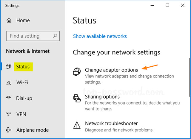 Click “Change adapter options”