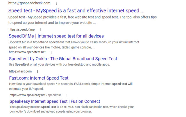 Some good speed test sites