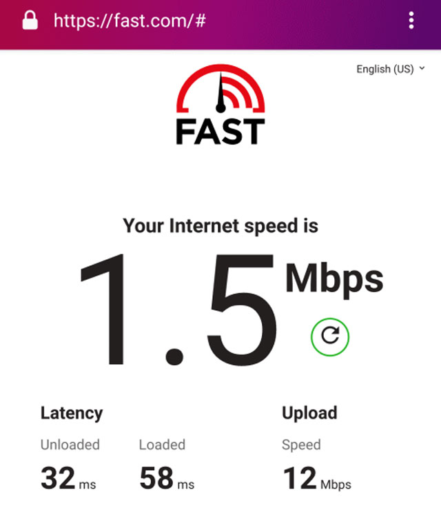 5 mbps. Fast com.