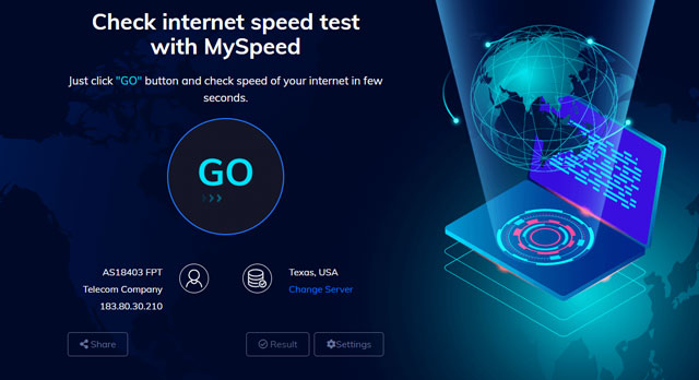 Check your Internet speed with gospeedcheck