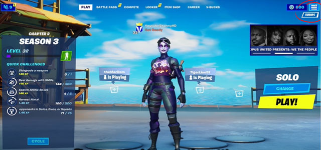 Open Fortnite menu