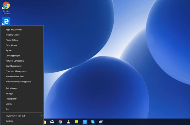 Right-click on the Windows icon