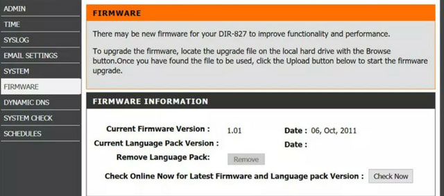 Locate the router’s firmware update option