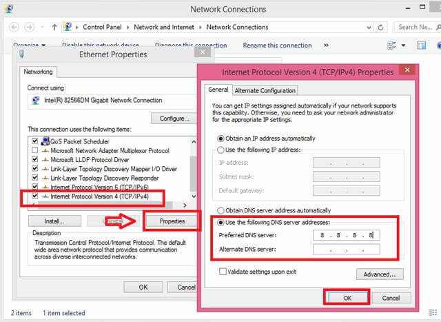 Use the following DNS server addresses