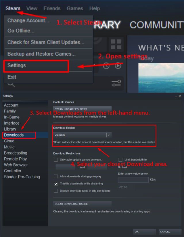Changing your Steam download area