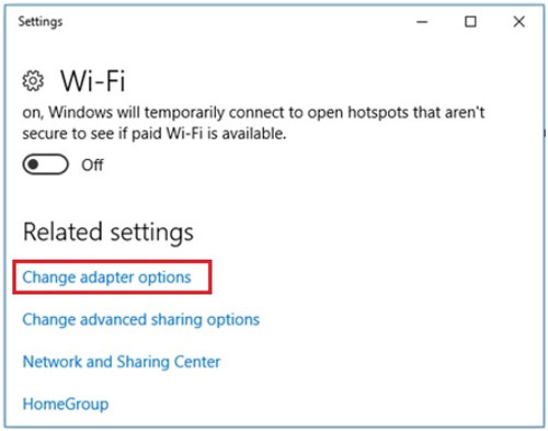 Select Change adapter options