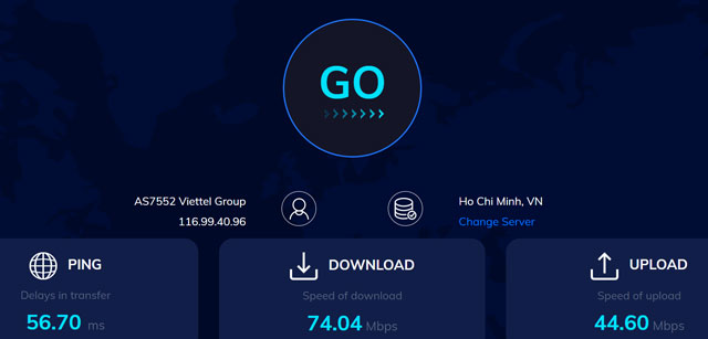 MySpeed test’s result