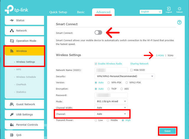 Changing the Wifi channel help avoid interference