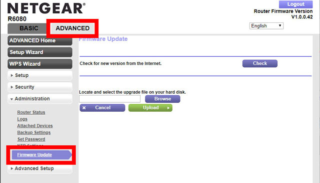 Update firmware of the router