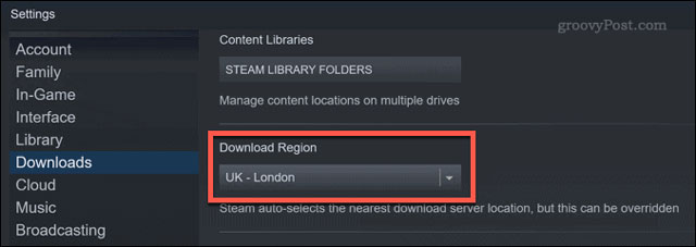 Change the download server location