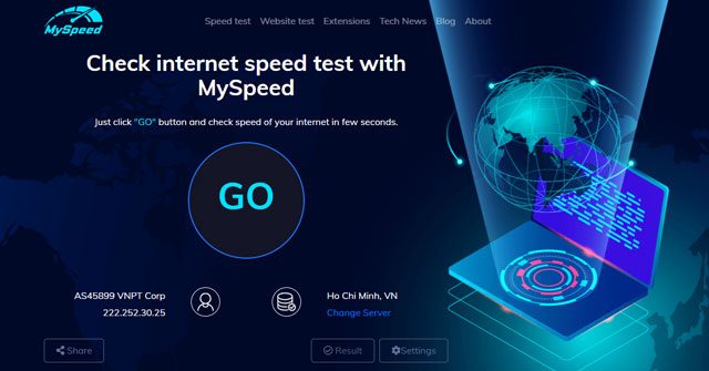 MySpeed is a reliable Internet testing site