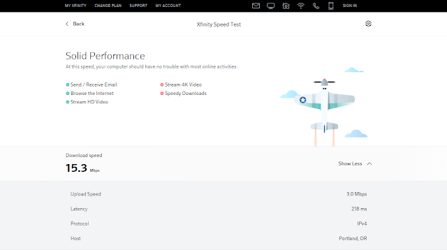 Xfinity download speed test