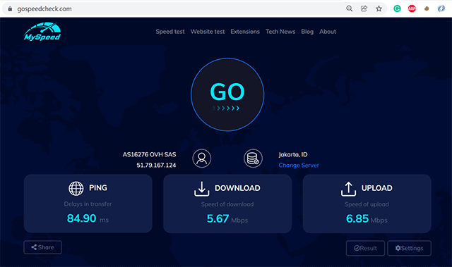 Test upload and download speeds