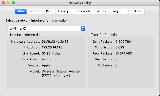 Network Utility on Mac OS