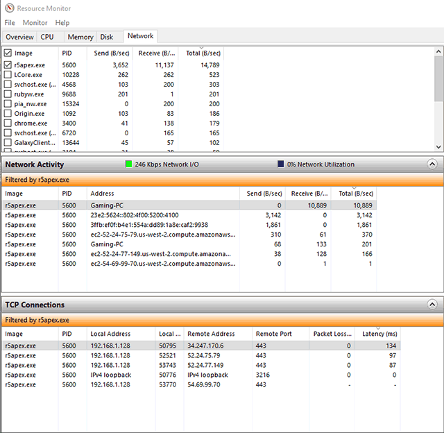 Latency in TCP connections means ping