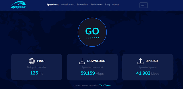 Upload download speed test