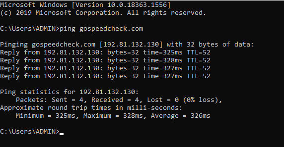 Check internet speed in CMD