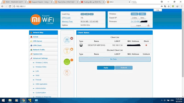 Update firmware of the router