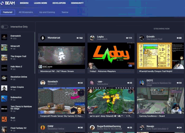 Streaming games on beam