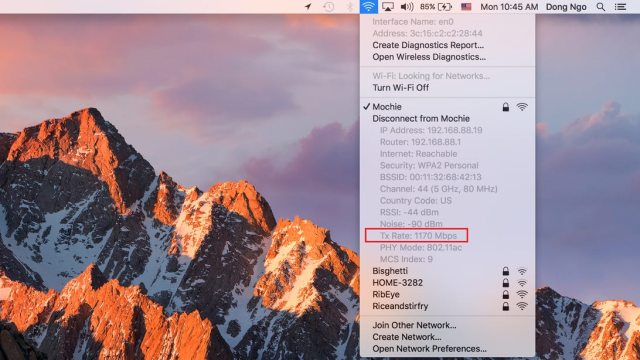 Check Wi-Fi speed on a MAC