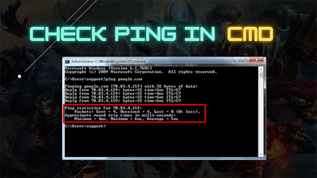 Check LoL ping with cmd