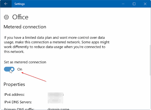 Navigate to “Metered connection”