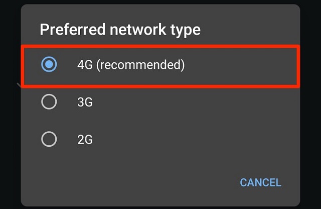 Select the quickest network type