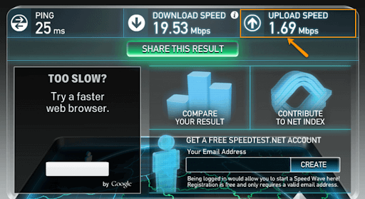 Why is  the internet upload speed slow?