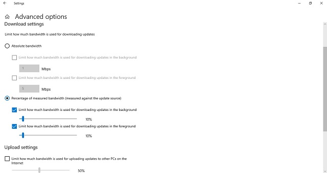 Reset the value of bandwidth used in the background