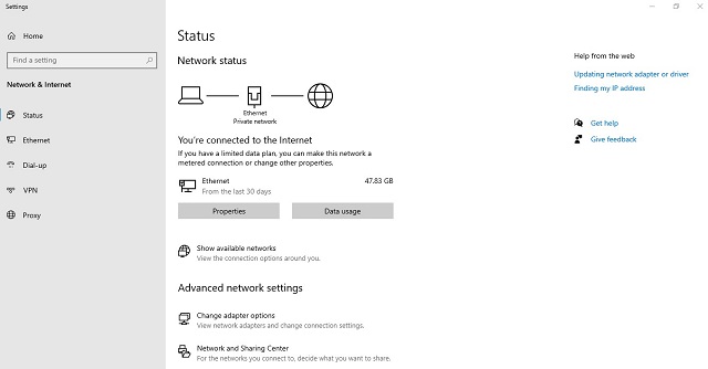 Network status settings
