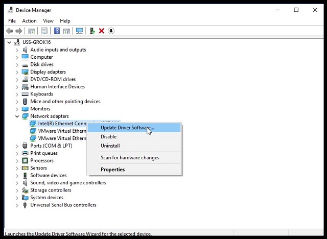 Update network adapter driver