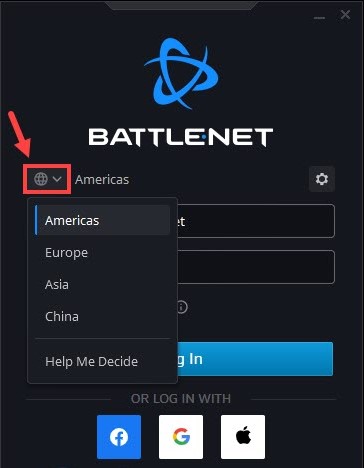 Select a different download region