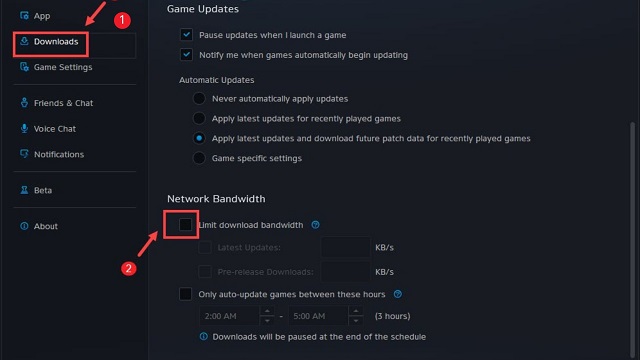 Disable limit download bandwidth 