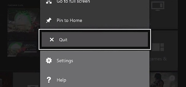 Select Quit from the option that appears 