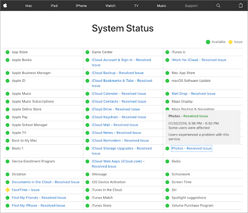 Check Apple services