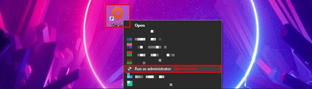 Run Origin as administrator