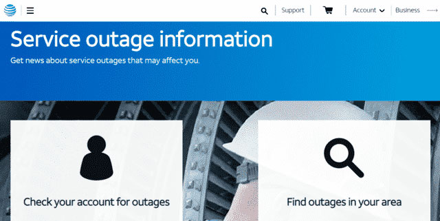 You access the AT&T website for Internet outage checking