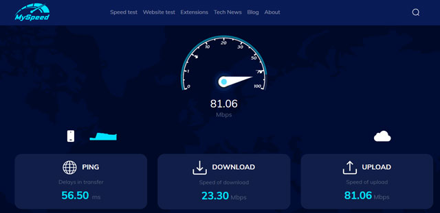 Take MySpeed to measure the network connection