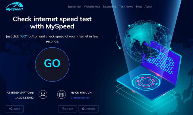 Internet speed test tool