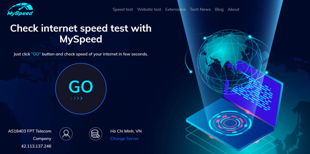  MySpeed - Internet speed test website.