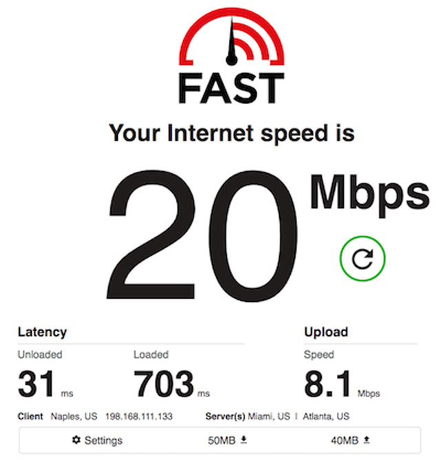 20 Mbps internet speed