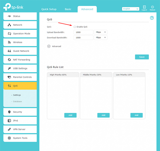 Limit wifi speed on TP-Link router.