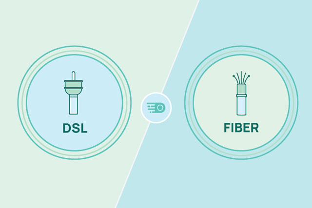 DSL and fiber are offered by AT&T and CenturyLink