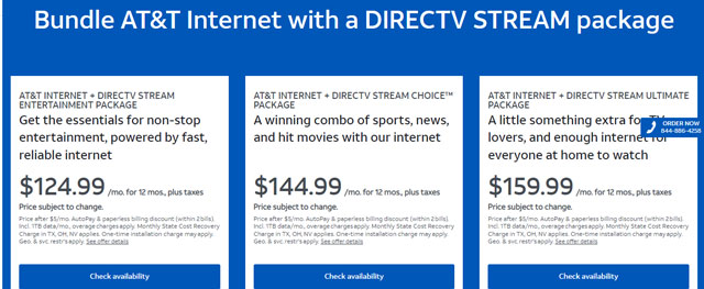 AT&T bundle plans with a Direct TV stream