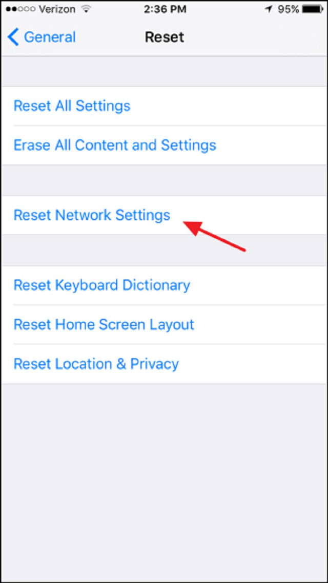 Reset network settings