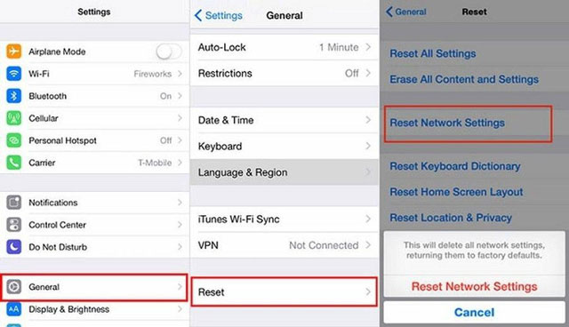 Reset network settings to fix slow wifi