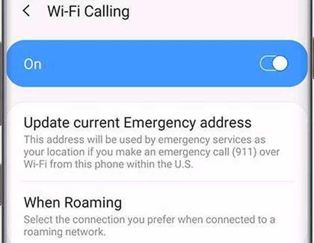 Turn on “Prefer wifi when roaming” to make a wifi calling