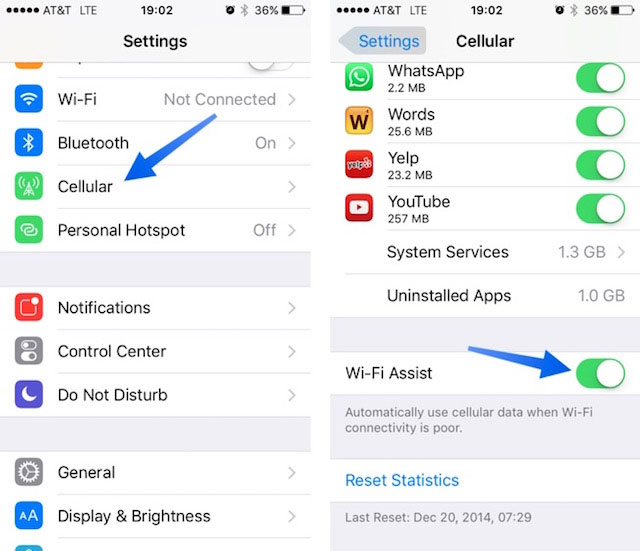 What is wifi assist feature on iPhone?