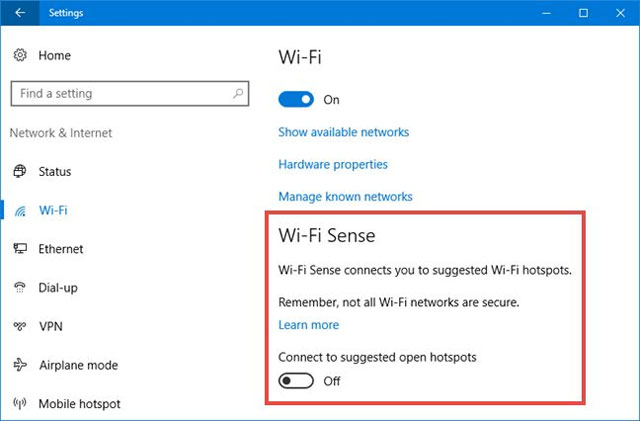 What is wifi sense on windows 10 