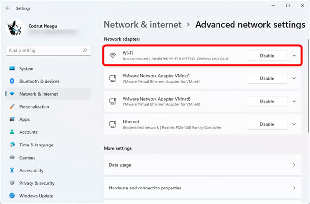 What does disabled wifi mean?